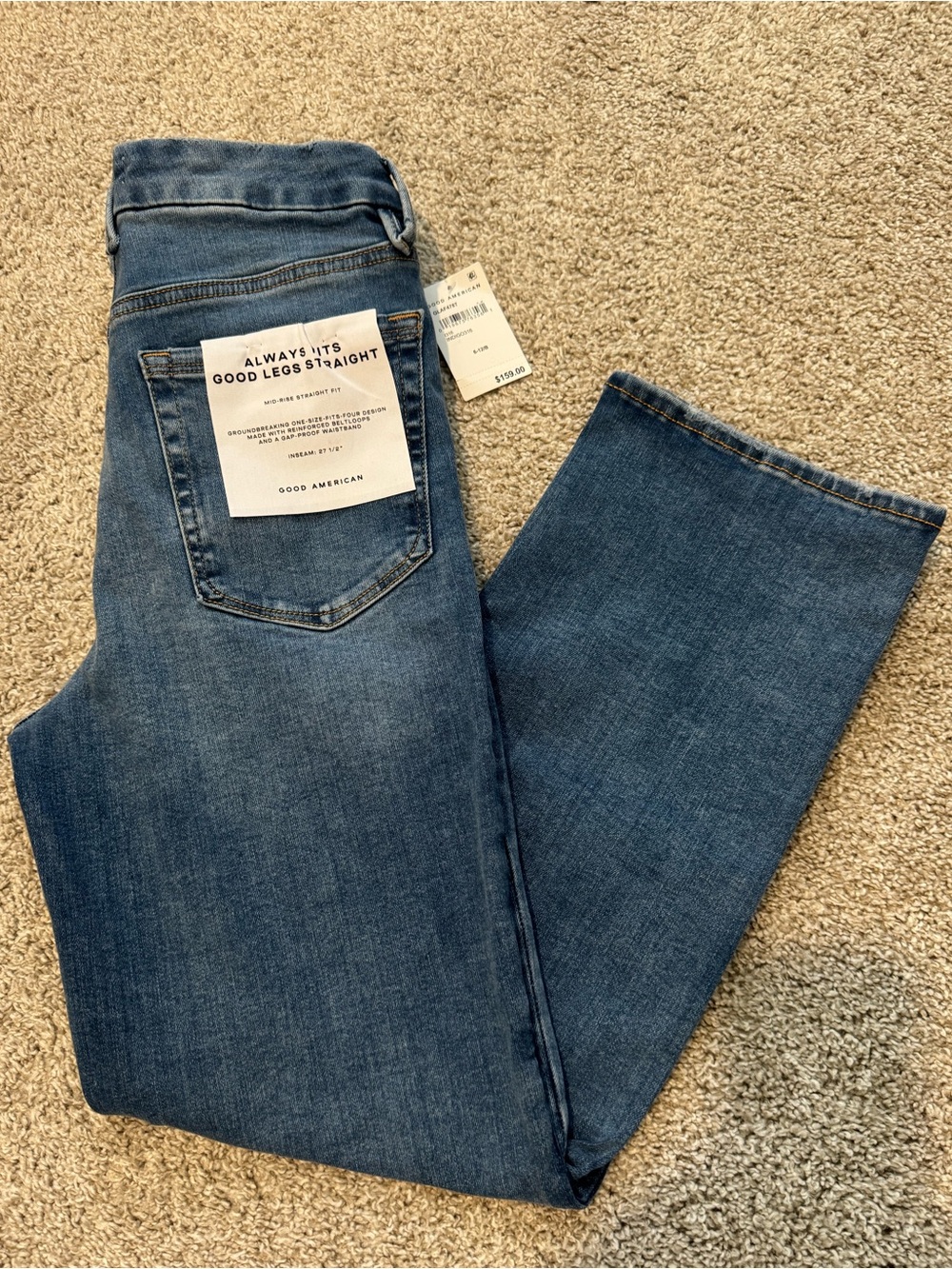 Good American Straight Leg Jeans in Blue Wash